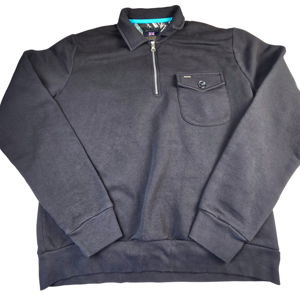 Guide London Men's Black Pullover Sweater Sz‎ L 1/4 Zip Long Sleeve